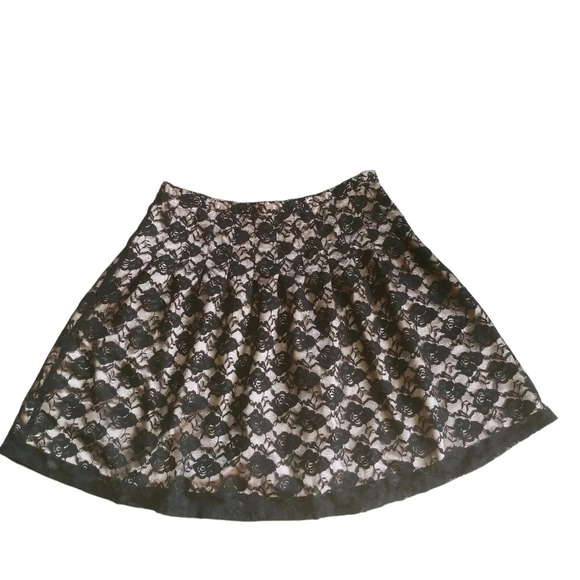 Vertigo Paris  Rose Lace Layered Skirt with Pleats Black Bronze 12 - Picture 1 of 8
